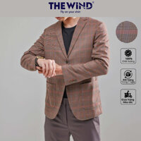 Áo blazer nam THE WIND sọc caro cam áo vest dáng ôm phóng khoáng, thanh lịch form slimfit BS23005