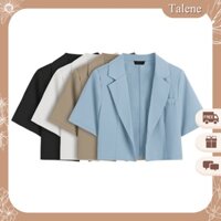 Áo Blazer Ngắn Tay Cổ Vest Dáng Croptop Phong Cách Trẻ Trung Thời Trang Talene AO KHOAC NU 004