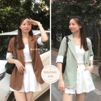 Áo blazer nữ 1 lớp tay lỡ form rộng có thể mặc hai kiểu tay thả hoặc xắn tay. Áo Vest nữ 1 lớp nhiều màu hot sang chảnh