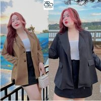 Áo blazer nu bigsize tay dài form dài rộng có túi thật khóa nút 2 màu thời trang hàn quốc công sở chất vải cotton VET6