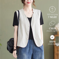 Áo Blazer Nữ Chất Linen Cao Cấp. Hàng 1 Lớp 4 Cúc, Áo Vest Blazer Khoác Ngoài Thời Trang Đũi Việt DV01 - XL