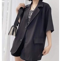 Áo blazer nữ cộc tay ,áo vest nữ cộc tay chất mát dáng rộng 2 khuy cá tính