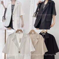 Áo blazer nữ cộc tay, áo vest nữ chất mát dáng rộng 3 màu xinh xắn - M - Trắng