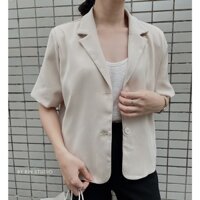 Áo Blazer nữ cộc tay croptop dáng vest hàn quốc màu Be