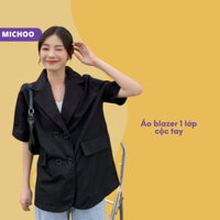 Áo Blazer Nữ Cộc Tay Form Rộng MICHOO 4 Khuy 1 Lớp Khoác Ngoài