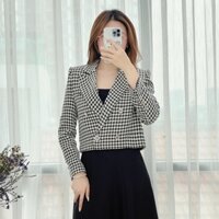 Áo Blazer Nữ 𝐂𝐂𝐇𝐀𝐓 Dáng Suông Răng Sói Plink Chất Liệu Dạ Tweed Cao Cấp 24EHZ5001ST