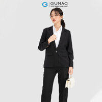 Áo blazer nữ GUMAC AC08117 đệm vai nhẹ, túi nắp - ĐEN - L