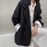 Áo blazer nữ màu trơn, thiết kế form rộng dài tay, vải 2 lớp dày dặn, phong cách Hàn Quốc, mã XZ003