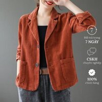 Áo blazer nữ tay dài, Áo khoác chất nhung tăm 2 lớp dày ấm - Thời trang thương hiệu chính hãng ARCTIC HUNTER Ah05 - Cam đất - M