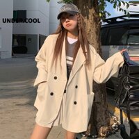 Áo Blazer Nữ UNDERCOOL Tay Dài Trơn Form Rộng Trẻ Trung - Áo vest khoác ngoài 1 lớp AV02