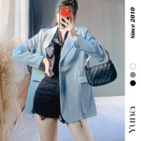 Áo blazer nữ YUNA cao cấp có nắp túi form rộng đứng form có đệm vai phong cách Hàn Quốc màu siêu hot YUNA68