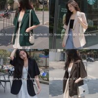 Áo blazer tay lỡ, áo vest nữ có túi hai bên ngắn tay basic Hàn Quốc - VEST03