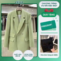 Áo blazer xanh cốm cúc nhựa