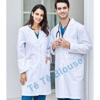 Áo Blouse Dài Ngang Gối, Dài Tay Nam Nữ, Áo Choàng Bác Sĩ, Phòng Thí Nghiệm, Thẩm Mỹ Viện, Vải Lon Nhật Và Thô Giá Sỉ - Áo Nữ-Thô Cotton,XL