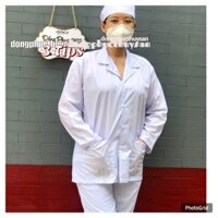 Áo Blouse Trắng Nữ Điều Dưỡng Dài Tay - Áo Bác Sĩ, Dược Sĩ-xưởng sản xuất.