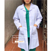 Áo blouse trắng nữ kaki dài tay - áo blouse bác sĩ nữ dài tay, áo blouse đồng phục thẩm mỹ viện, spa