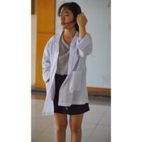 Áo Blue , Blouse Trắng Dài Tay Dáng Ngắn Ngang Đùi