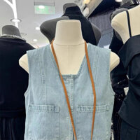 Áo bò khoét nách cổ vuông phông cách retro giành cho nữ mùa hè 2024 Áo cổ vuông Áo bò nữ Áo jeans nữ Áo bò crotop.