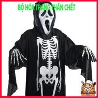 Áo bộ khung kèm mặt nạ  giả dạng HALOWEEN /trang phục áo thần chết hoá trang xương đầu lâu