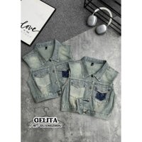 Áo Bò Sát Nách Cổ Sơmi Túi Trước, Áo Jeans Sát Nách Cúc Dọc  Quảng Châu Loại 1 - Gelita 99269