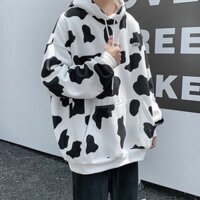 Áo bò sữa có mũ, áo hoodie họa tiết bò sữa cho nam