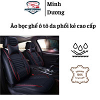 Áo bọc ghế ô tô da phối kẻ cao cấp dành cho xe 5 chỗ - xe 7 chỗ