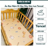 Áo Bọc Nệm Cũi, Áo Bọc Nệm Đi Học Dây Kéo Lụa Tencel Dành Cho Trẻ, Vải Mát Mịn, Thân Thiên Mọi Làn Da, Nhiều Size