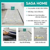 Áo bọc nệm topper Tencel Microfiber cao cấp mềm mịn có khóa kéo 2 mặt đủ size 1m/ 1m2/ 1m4/ 1m6/ 1m8 x 2m SAGA HOME