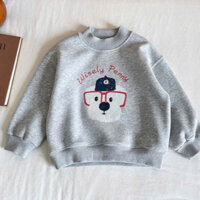 Áo bogen giữ nhiệt cho bé, Áo SWEATER cho bé trai bé gái GHI XÁM in hình chú CÚN xuân thu