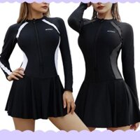 Áo bơi dài tay phía trước có khóa kéo đến cho nữ Váy bơi thoáng khí