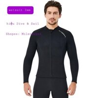 Áo bơi giữ nhiệt cho nam dài tay dày 2mm D240002M cao su neoprene hiệu Dive & Sail *