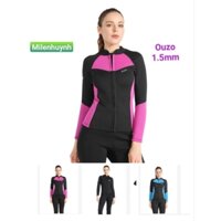 Áo bơi lẻ giữ nhiệt dài tay cho nữ 1.5mm BSW2002 OUZO giữ ấm, cản gió, chống nắng 3 màu hồng, đen, xanh