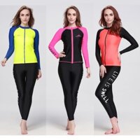 Áo bơi nữ dài tay kéo khóa thun lạnh có đệm hàng cao cấp ་