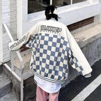 Áo Bomber  Áo Khoác Gió Nam Nữ 2 Lớp Form Rộng Unisex Họa Tiết Caro Phong Cách Hàn Quốc Siêu Cá Tính Rô Store - AK11 Be
