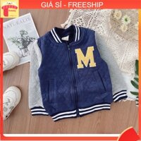 Áo Bomber bé trai 2-7 tuổi trần bông đáp chữ M. Áo khoác cho bé xuất Hàn khỏe khoắn thời trang