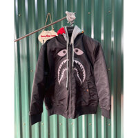 Áo Bomber - Bomber Bape Cá Mập Shark Hình Nổi Logo Mũ Tháo Dời - Hàng Xịn Tuyển Chọn