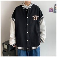 áo bomber bóng chày phối tay trắng 09/ Áo Bomber Bóng Chày Chất Nỉ Phối tay trắng dáng thể thao A23