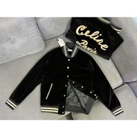 Áo Bomber Cilene Nam Nữ chất nỉ 2 lớp màu đen. Áo khoác bomber cao cấp 015