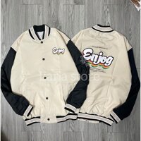 Áo Bomber Dù ENJOG Chất Dù 2 Lớp Dày Đẹp Form chuẩn Unisex Nam Nữ Couple - Kem,L  &lt; 65kg, &lt; 1m6