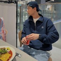 Áo Bomber Hoodie Khoác Nam Nữ Cao Cổ Khóa Kéo Zip Kiểu Dạ Nỉ Len Thu Đông Form Rộng Pull Dài Tay Thêu Chữ Unisex AN001