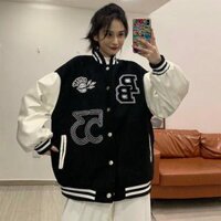 Áo Bomber Jacket Dù 2 Lớp AKKEFP Unisex Nam Nữ Ảnh ThậtCó sẵn - ĐEN PB - L