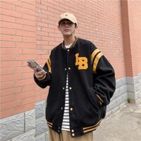 Áo bomber nam form rộng thời trang unisex hàn quốc, Áo khoác nam bomber - ÁO BOMBER ĐEN,XL