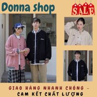 Áo BomBer Nhung Thêu Chữ Phối Kẻ Cao Cấp,Áo Khoác Jacket Nam Nữ Ticker Couple