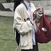Áo bomber trắng kem