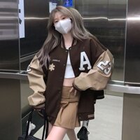 Áo bomber Varsity Jacket nỉ tay da nam nữ khoác ngoài 2 lớp dày form rộng chữ A unisex bóng chày Quảng châu Kozoda B3