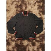 Áo bomber xanh đen viền sọc nổi bật hàng vnxk