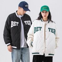 Áo bomber,Áo khoác trần trám unisex nam nữ siêu ấm gồm 2 màu đen trắng phong cách năng động cá tính