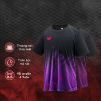 Áo Bóng Bàn Butterfly 23035 Đen Tím Cao Cấp - Thoáng Khí, Co Dãn Tốt, Thấm Hút Hiệu Quả, Bền Đẹp