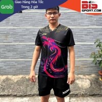 Áo Bóng Bàn Cầu Lông Li-ning Ma Long 6078A  Cao Cấp( Đen Họa Tiết Rồng Tím ) - Cực Chất * ,