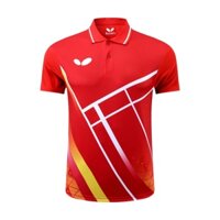 Áo bóng bàn nam đỏ Butterfly 2023, chất liệu Polyester thoáng mát, nhanh khô, thiết kế đẹp mắt